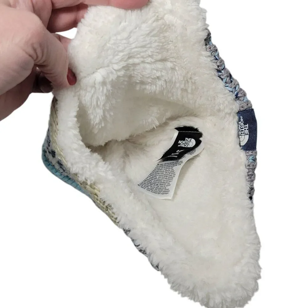 The North Face Baby Fairisle Ear Flap Beanie Hat 0-6 Months Pom Cap‎ Winter NWOT